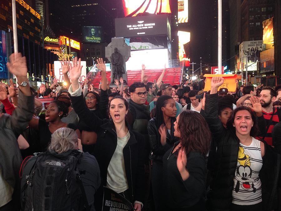 Protesters in Times Square.
