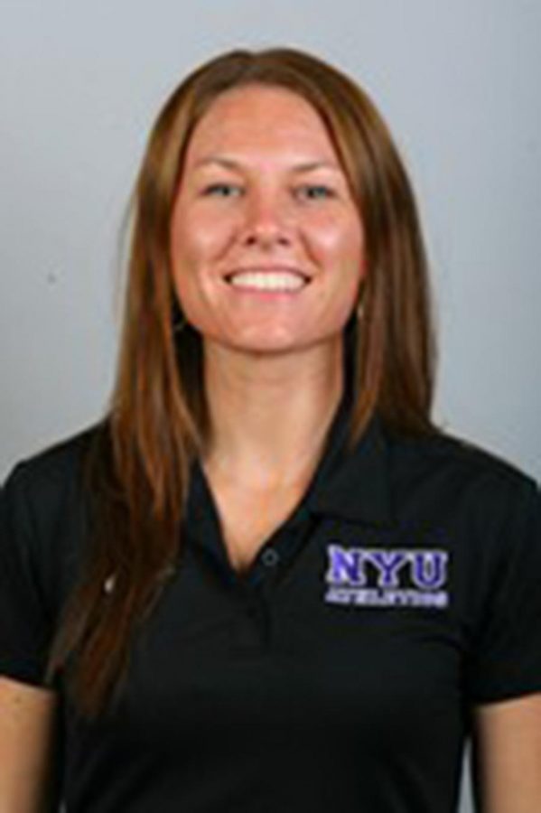 Women’s basketball coach Lauren Hall-Gregory has led the Violets to success this season.