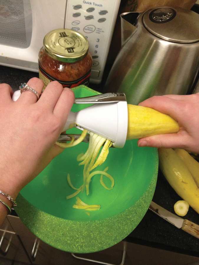 The spiralizer can turn ingredients into fake pasta.