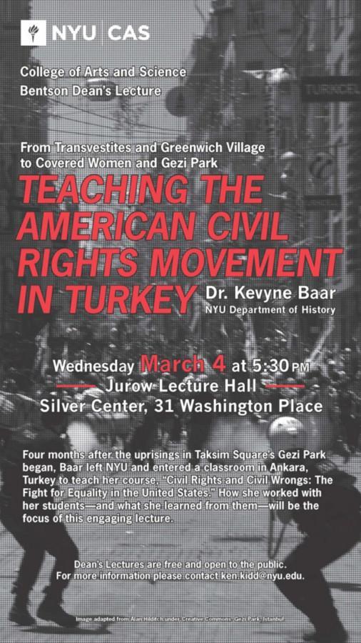 The NYU Department of History hosted an event in Silver discussing the aftermath of the uprising in Taksim Squares Gezi Park.