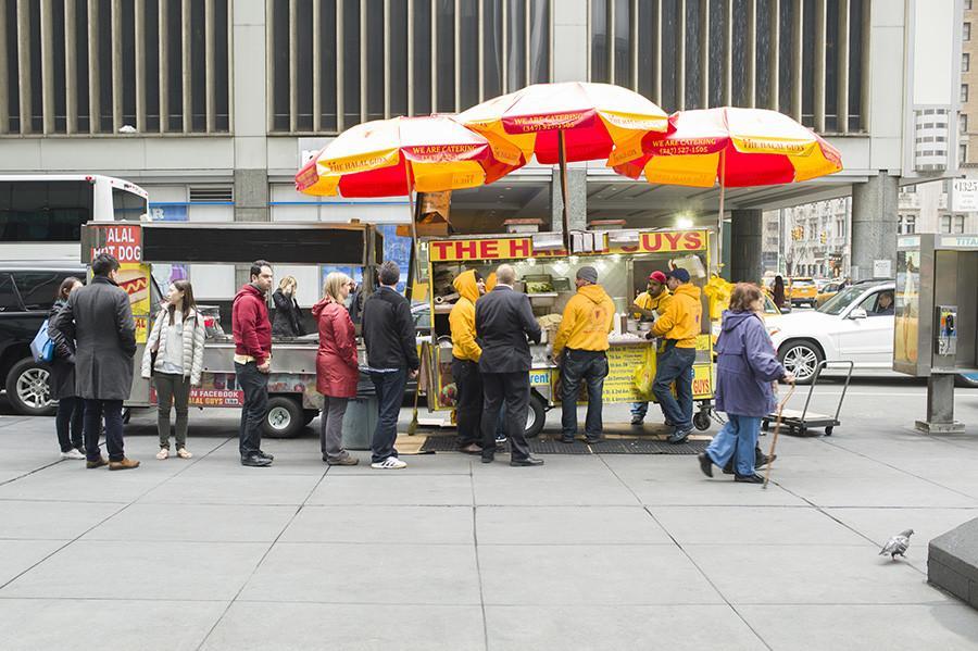 The Halal Guys cart is located on 53rd St and 6th Ave as well as other locations around Manhattan.