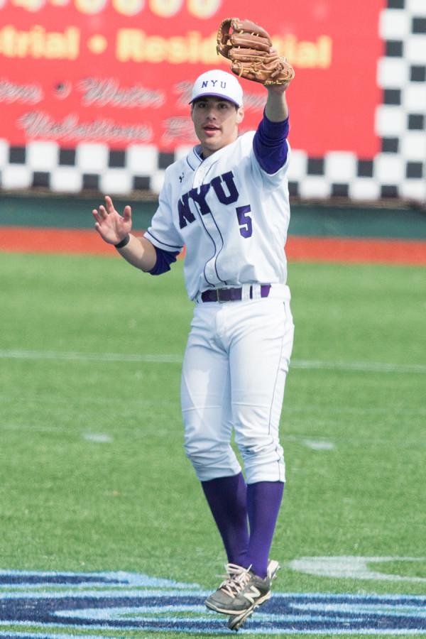 Outfielder Adrian Spitz during a game against the Bard Raptors at MCU Park in Brooklyn, NY on April 18, 2015.