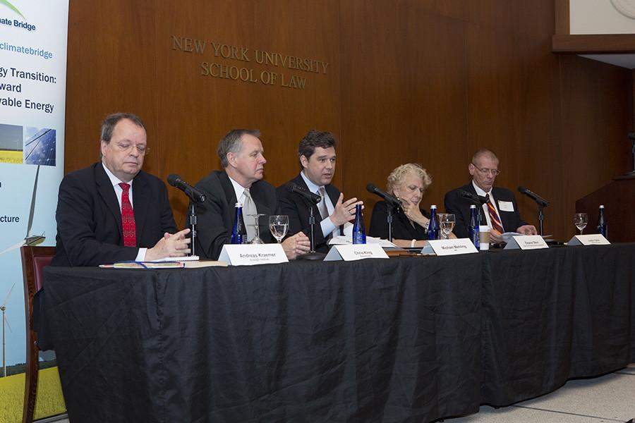 Left to right: Andreas Kraemer, Chris King, Michael Mehling, Eleanor Stein and moderator Justin Gillis.
