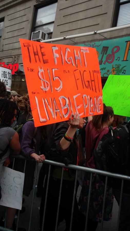 Protesters took Columbia on Wednesday to demand an increase on minimum wage. 