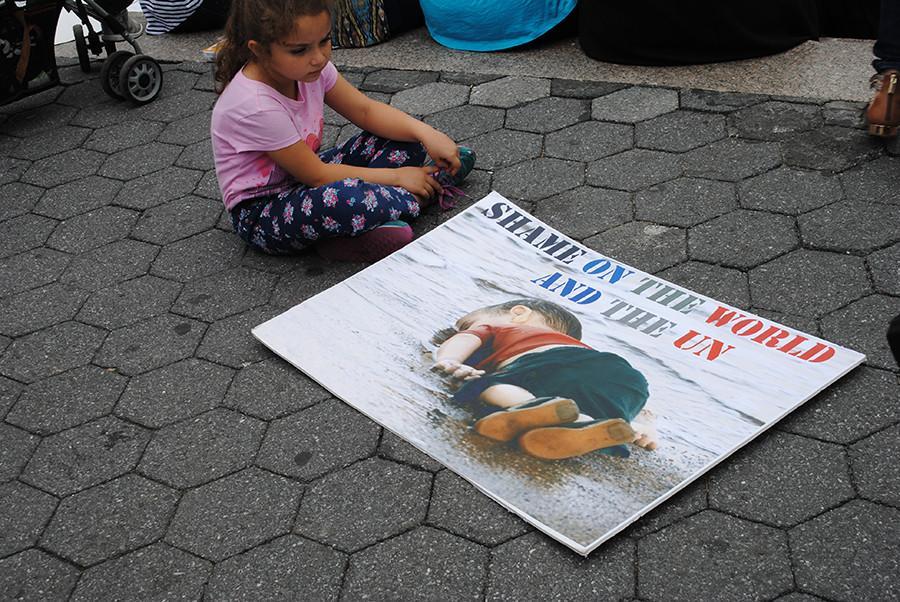 NYC Syrian refugee solidarity rally in Union Square.