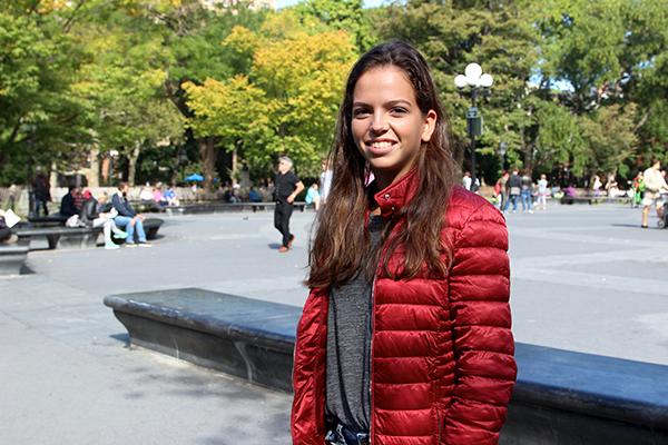 NYU Tennis player, Alice McGinty, is a freshmen from Barcelona, Spain. 
