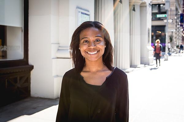 NYU Senior Phylicia Ashley, outside CAS where she studies Journalism.