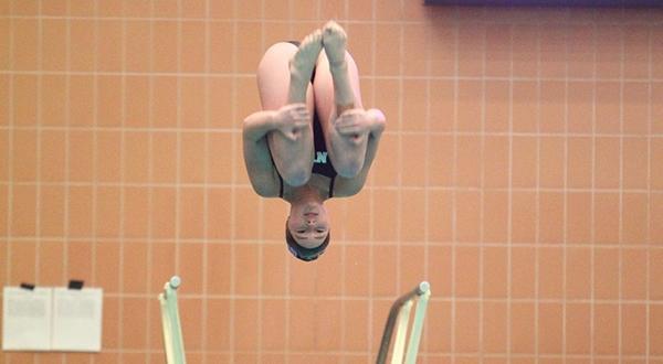 Junior Nia Sorgente took first in the three-meter competition.