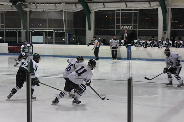 The NYU hockey team played at Chelsea Piers on Friday against Michigan State University.