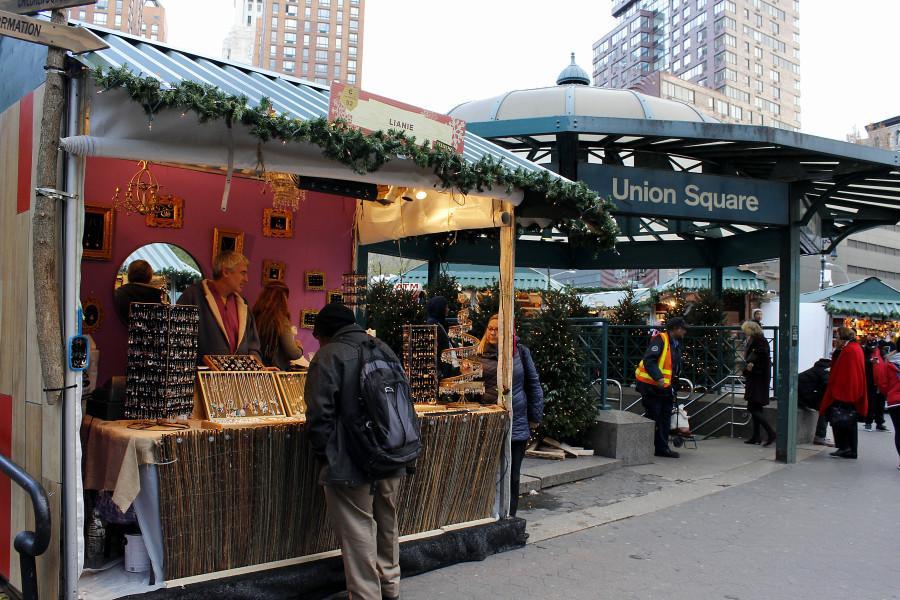 The Union Square Holiday Market features a wide variety of vendors selling jewelry, cosmetics and other beauty products. 