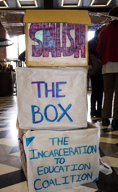 NYU students rallied in the Bobst Lobby to show their support for banning the box on the Common Application.