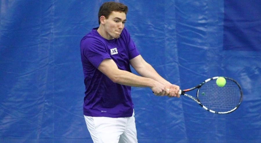 Samuel Khoshbin of NYU’s Men’s Tennis team defeated his opponent in straight sets on Sunday. 