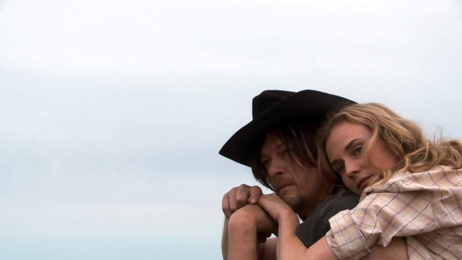 Diane Kruger and Norman Reedus embrace in Sky, an upcoming French-German drama film. 