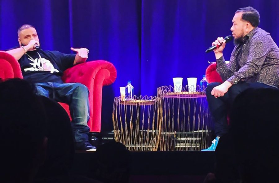 DJ Khaled and Elliott Wilson spoke at the Skirball Center on April 19 as part of the Clive Davis Institute of Recorded Music's CRWN interview series. 