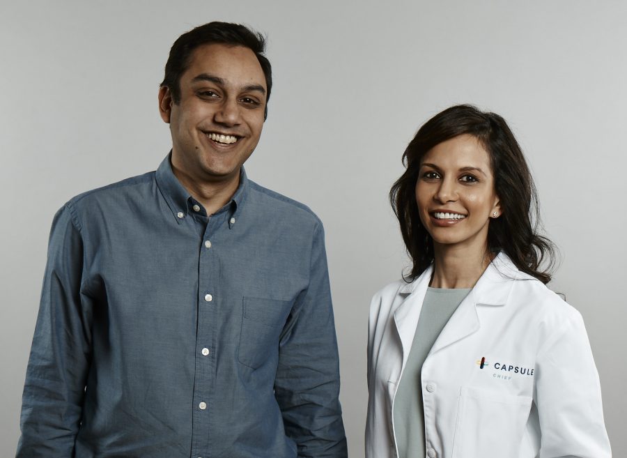 Capsule+founders++Eric+Kinariwala+and+Sonia+Patel+created+the+new+pharmacy+to+make+getting+prescriptions+more+seamless.%0A