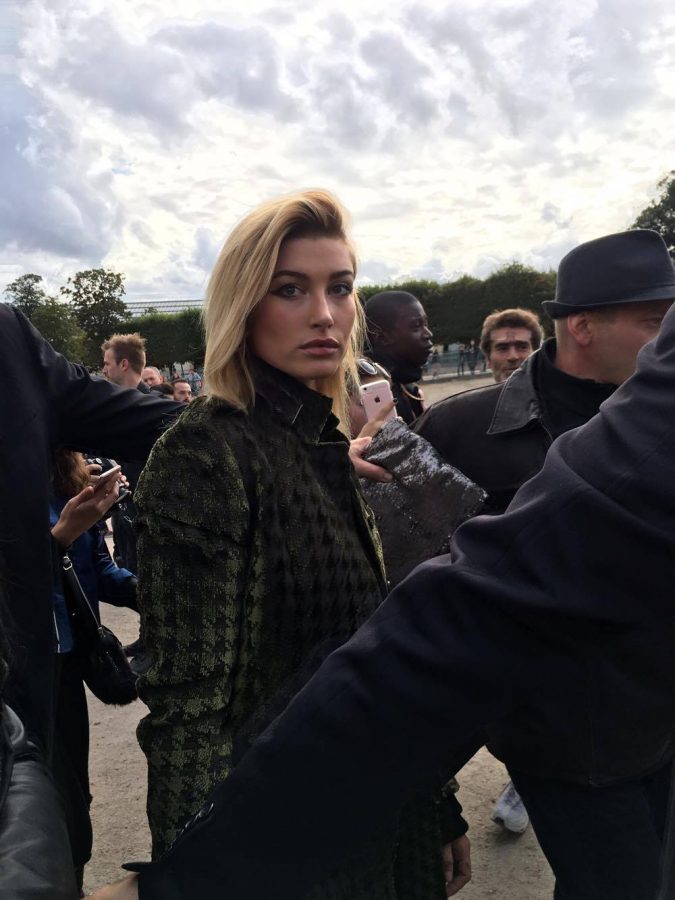 Hailey+Baldwin+was+one+of+many+spotted+at+Fashion+Week+in+Paris.