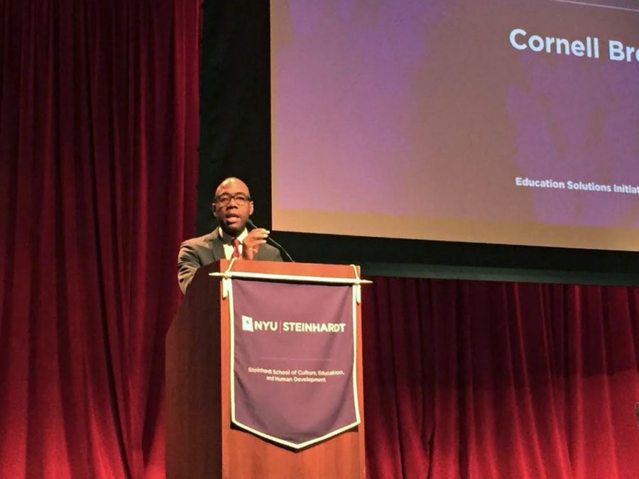 Cornell Brooks, President of NAACP, spoke about civil rights and education as a part of NYU Steinhardt's Education Solutions Initiative.