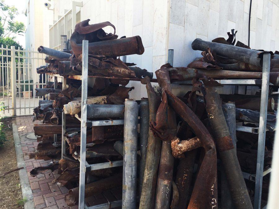 Stack of rocket shells destroyed by the Iron Dome