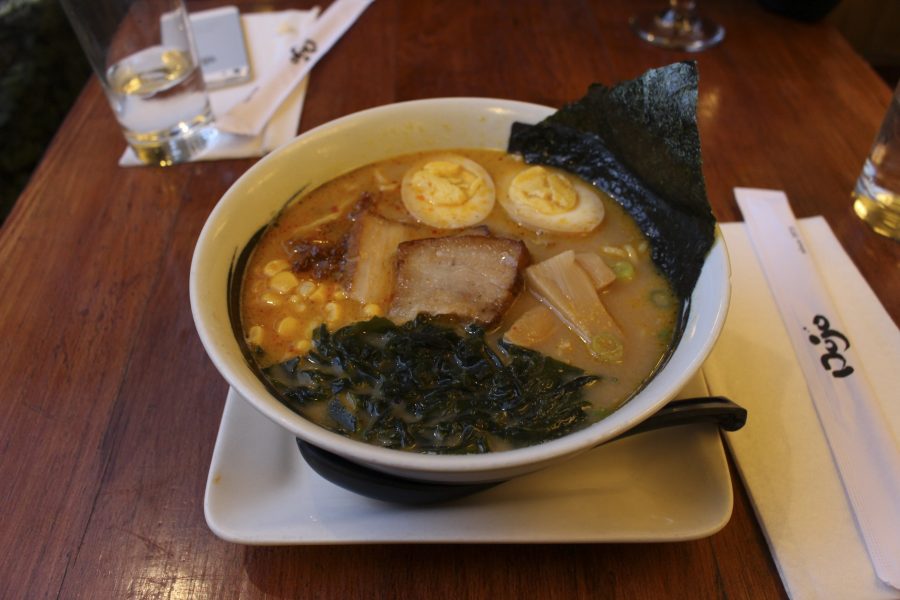 For only $13, the miso ramen at Dojo includes corn, scallions, seaweed, bamboo shoots, an egg, pork belly, and enough noodles to fill anyone up.
