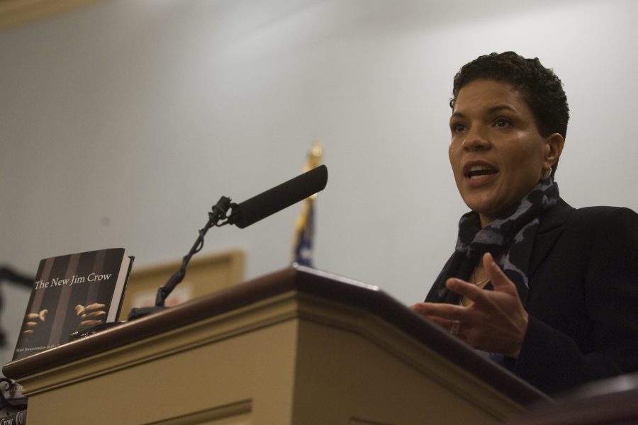 Michelle Alexander speaking at the Miller Center Forum on Dec. 3, 2011. Alexander, the author of The New Jim Crow, gave the 21st Annual Derrick Bell Lecture on Race in American Society at NYU Law on Thursday.