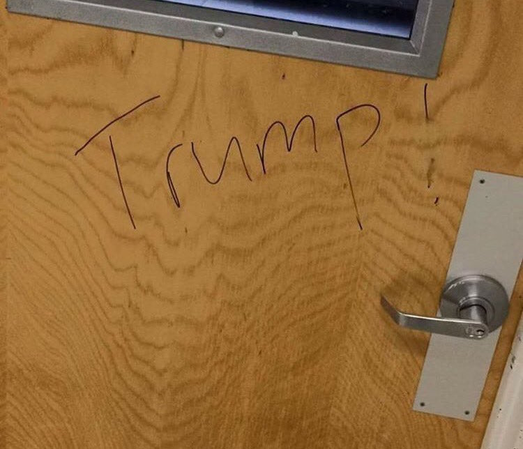 Muslim students at NYUs school of engineering woke up Wednesday to find the door to their prayer room vandalized in the name of Donald Trump.