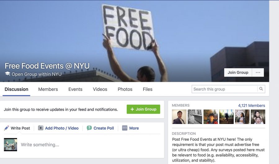 
Not sure where to start? The Free Food Events @ NYU Facebook page is a peer-sourced collection of coupons, deals, and events that will guarantee you a free dinner
