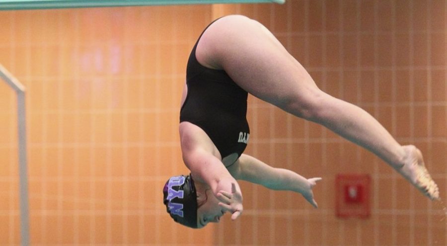 
Senior Nia Sorgente finished in second place in both her women’s diving events on Saturday. 
