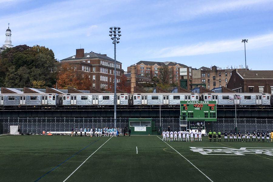 
Both the men’s and women’s soccer teams celebrated their final games of the regular season on a picturesque fall day at their home Gaelic park. 
