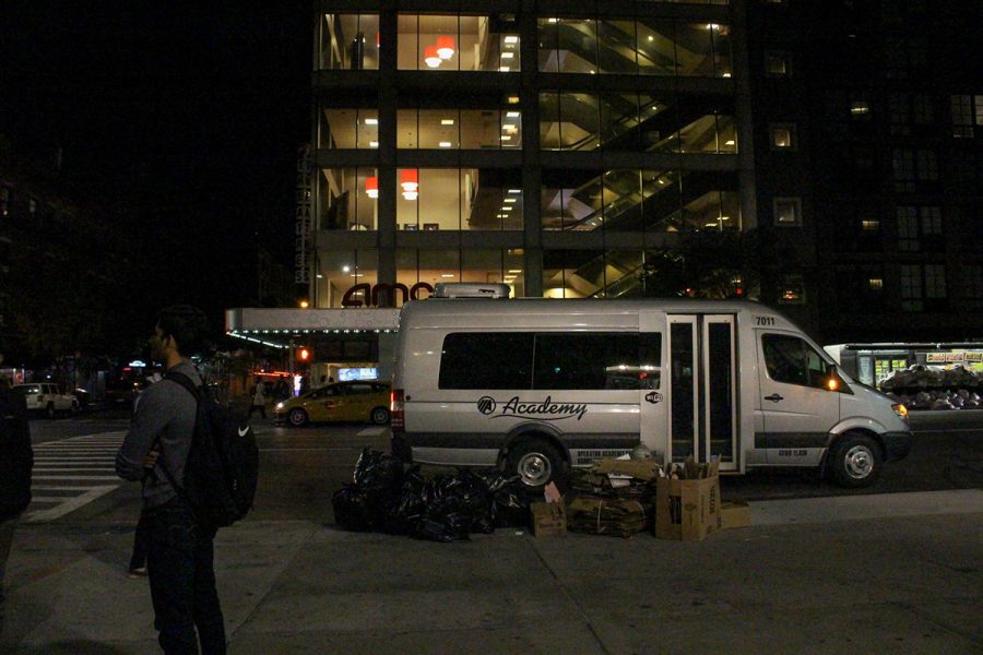 NYU Safe Ride cars outside Third Avenue North Residence Hall. (Photo by Veronica Liow)
