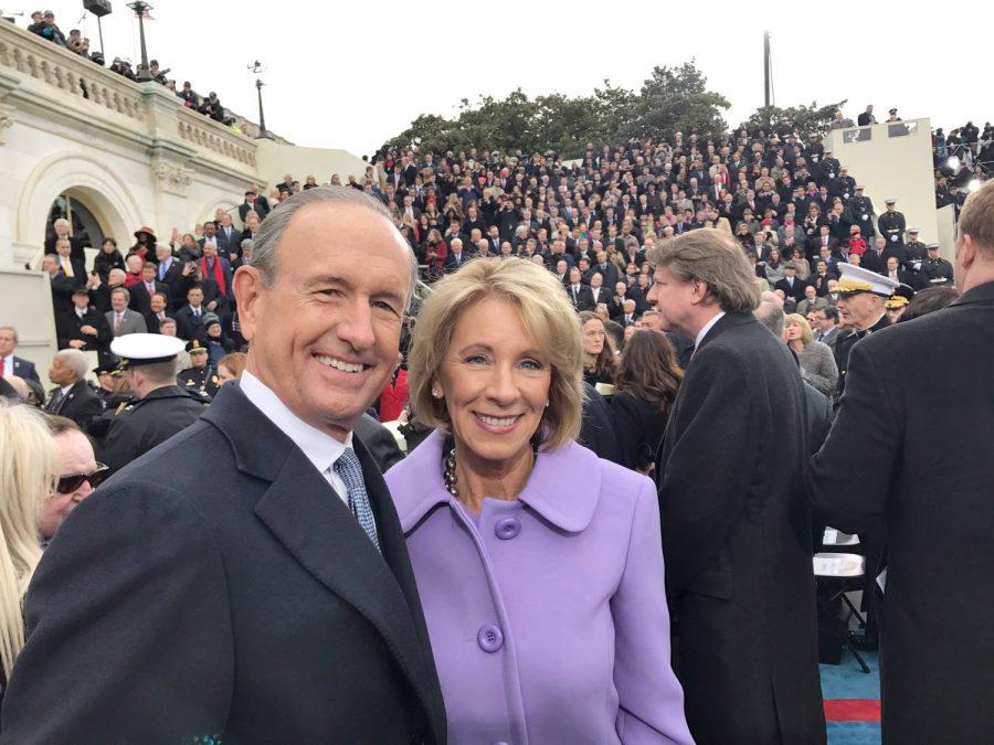 Betsy DeVos (center) at Donald Trump’s presidential inauguration.