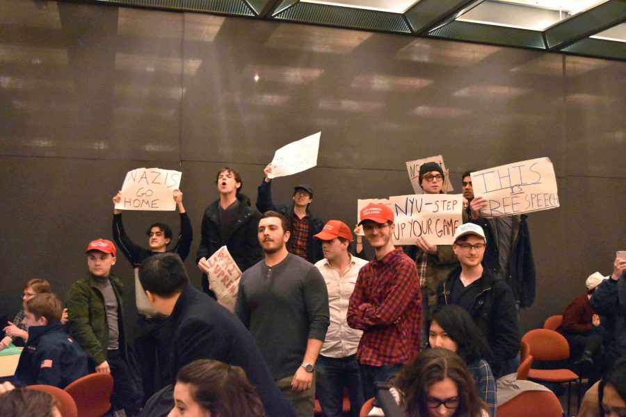 NYUCR members tried to block the protesters when Gavin McInnes spoke on Feb. 2, 2017. Since the NYUCR hosted the event, the club has increased in members.