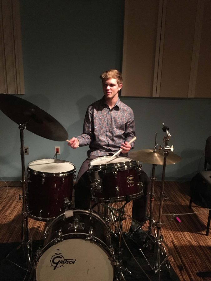 Steinhardt freshman Lucas Ebeling plays the drums in NYU’s Jazz Studies Program.