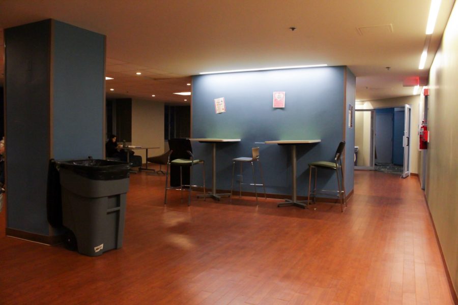 Rubins second floor study lounge where students have the option to stay tonight.