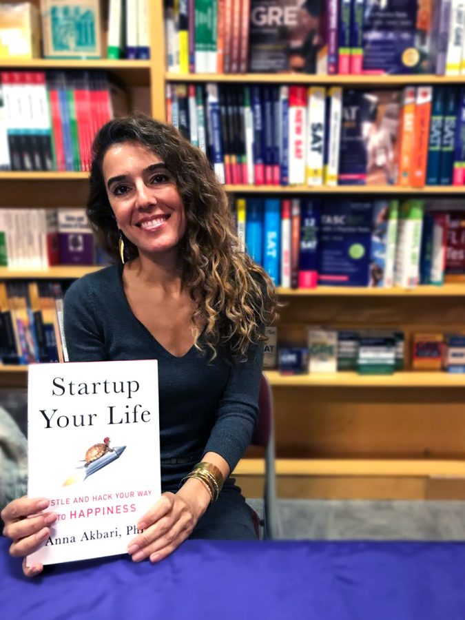 Anna Akbari, CAS alum and former NYU professor discusses her book, “Startup Your Life: Hustle and Hack Your Way to Happiness” at the NYU Bookstore on Feb. 22. 
