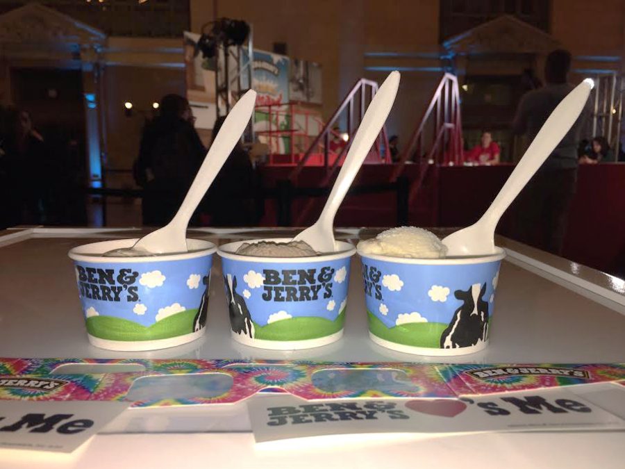 The three new Ben & Jerry’s cereal milk ice cream flavours: Frozen Flakes, Cocoa Loco and Fruit Loot. The ice cream company organized a party at Grand Central Terminal to celebrate the flavors  release.