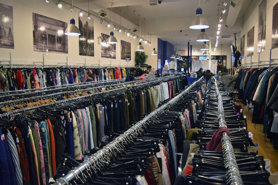 The Goodwill Store, located at 44 W 8th St, also sells gently worn clothing for cheap.