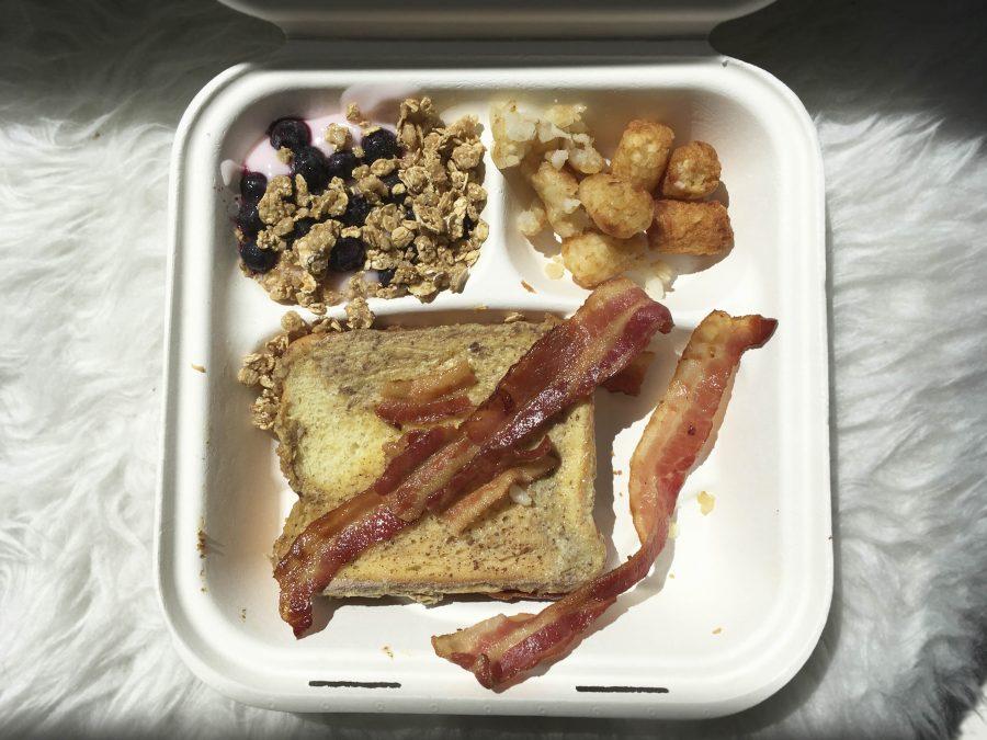 Breakfast doesn’t always have to end at 12 p.m. At various dining halls, students can find traditional breakfast foods, such as bacon, yogurt and toast, throughout the day.