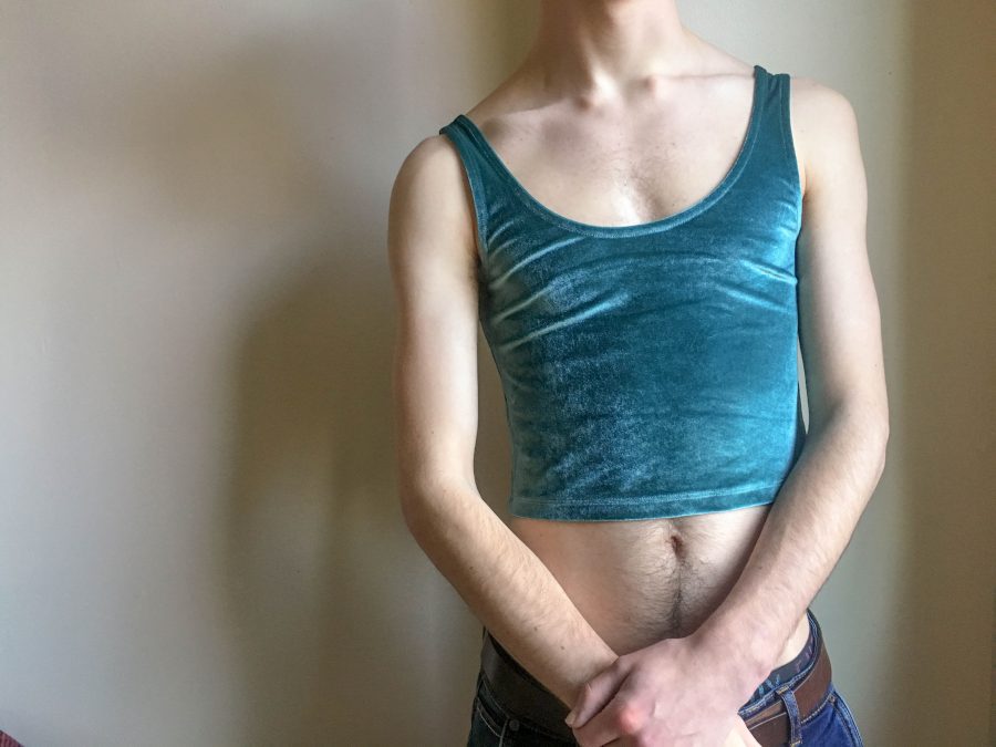 The teal crop top from Urban Outfitters. While women have been sporting crop tops for a long time, men are rarely seen wearing this fashion item.