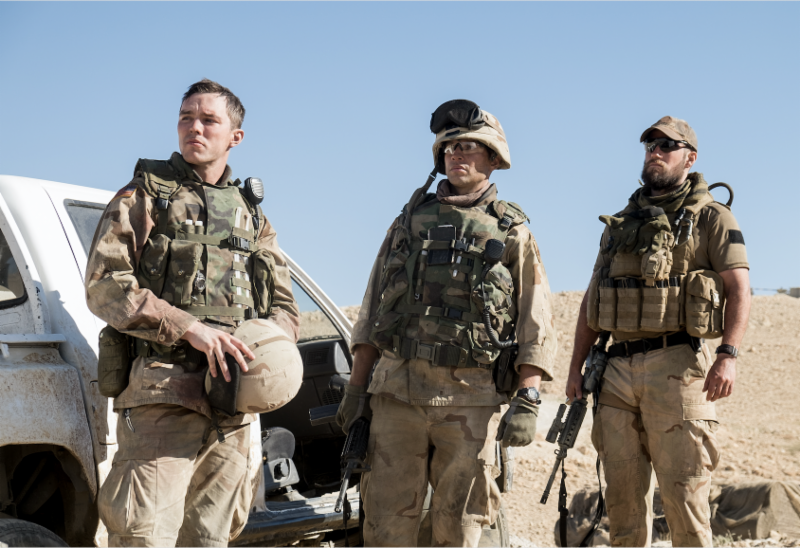 Nicholas Hoult, Henry Cavill and Glen Powell as American soldiers at the beginning of the second Gulf War, in “Sand Castle” - an honest portrayal of soldier-civilian relations in 2003 Iraq.