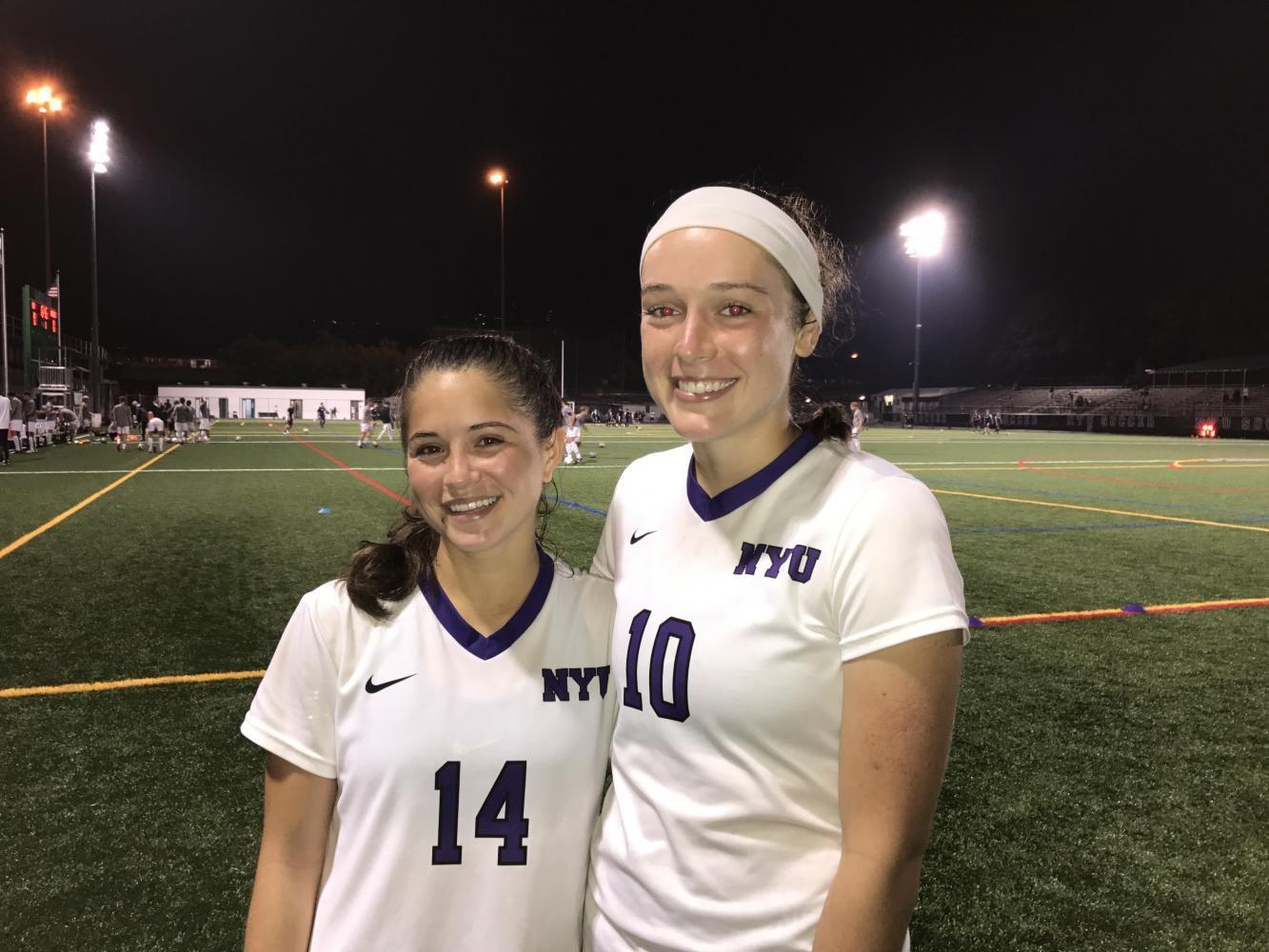 
Nalani Ogawa (Left) and Alex Benedict (RIght)  both scored goals in the Saturday night women’s soccer match. 
