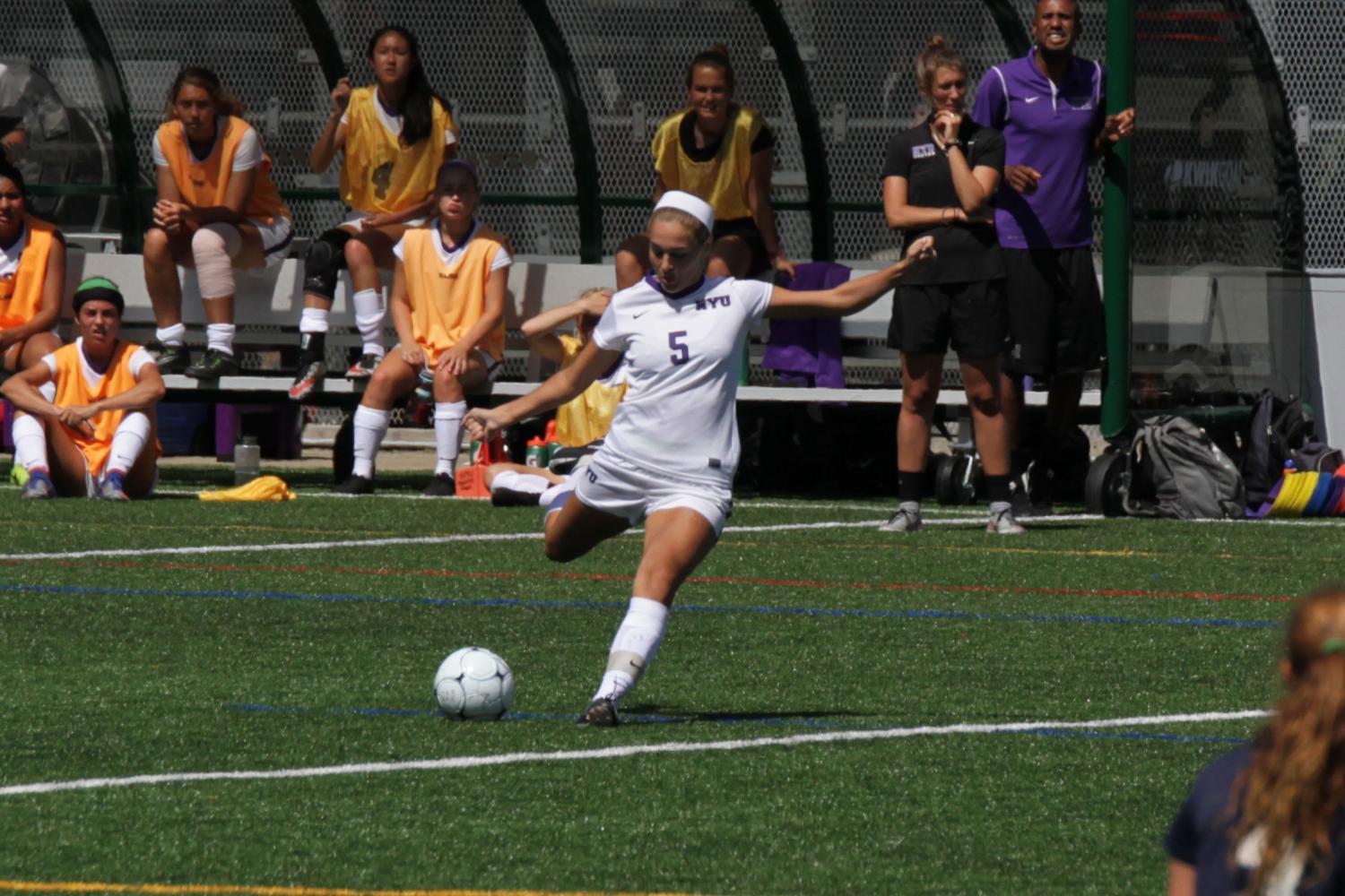 CAS sophomore Alex Benedict scored goals in both NYU’s games on Friday and Sunday.
