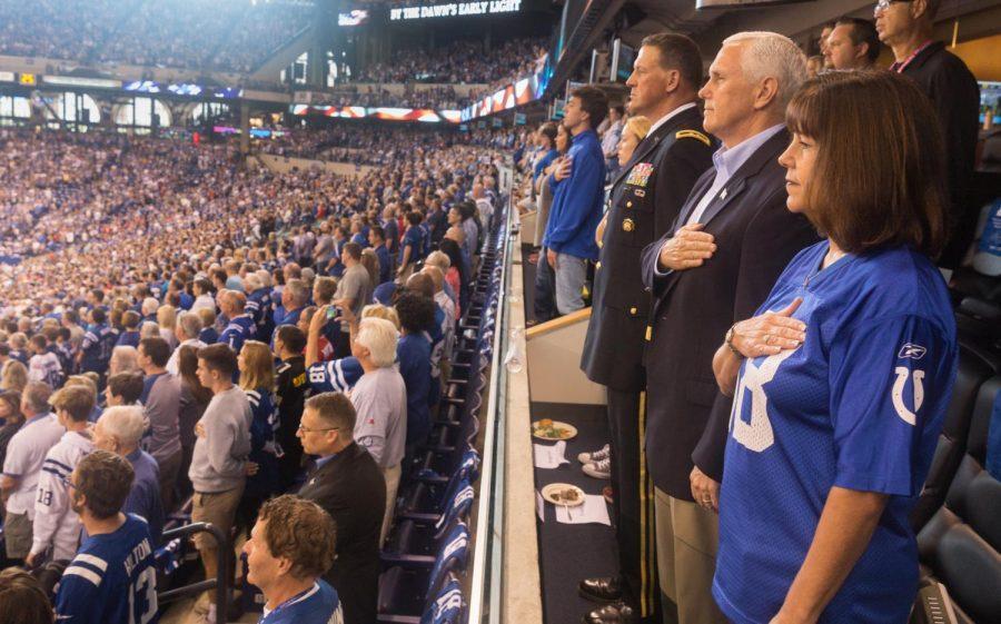 Vice+President+Mike+Pence+abruptly+left+the+Colts+and+49ers+game+on+Oct.+8+in+Indianapolis+after+several+players+knelt+during+the+national+anthem.+%0D%0A