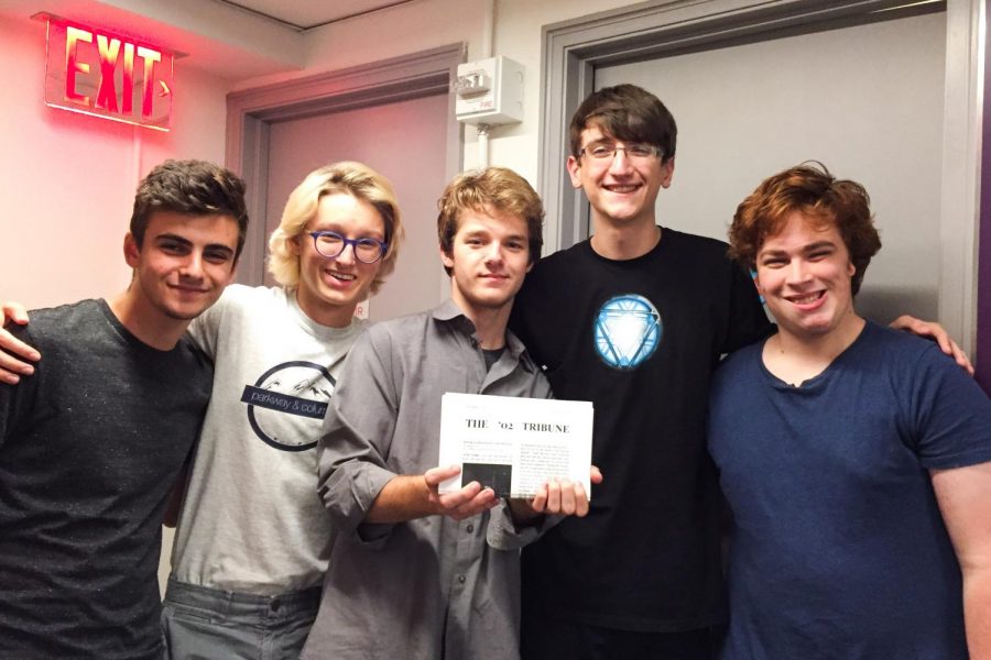 Brittany Hall residents (L to R) Nicolas Brunstein, Samuel Slocum, Gabriel Oldfield, Benjamin Florence and Joshua Ellis-Einhorn created a newsletter named the 02 Tribune which is only sent to other rooms ending in 02.
