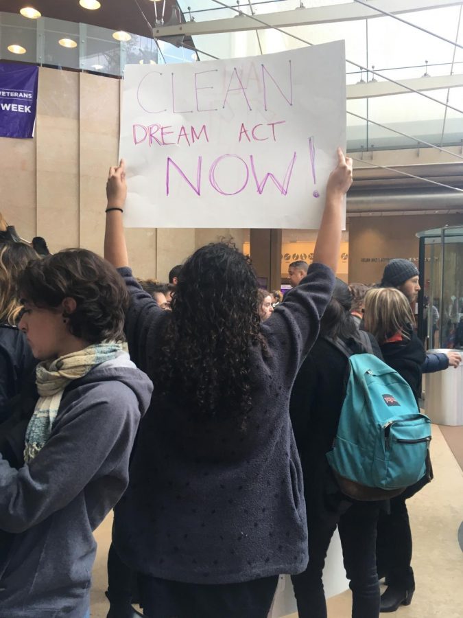 On Nov. 9, around 60 NYU students gathered to protest President Donald Trump’s decision to end DACA.  