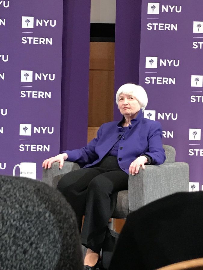 Janet+Yellen+spoke+to+a+crowd+at+Stern+on+Nov.+21+as+part+of+the+%E2%80%9CIn+Conversation+with+Lord+Mervyn+King%E2%80%9D+Series.