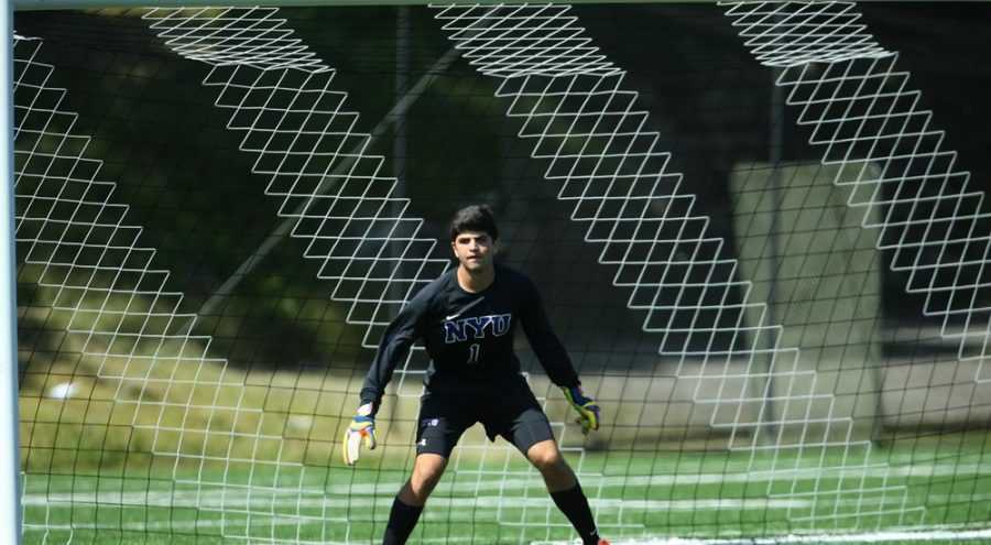 NYU men’s soccer goalie Grant Engels, a junior in CAS, has been awarded UAA Player of the Week.