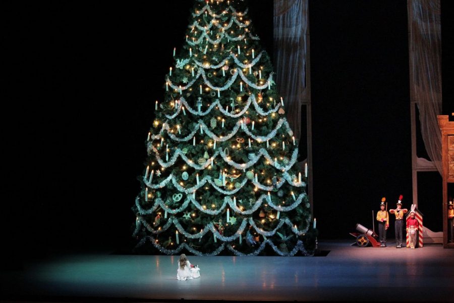 
The 40-foot tree stands in George Balanchine’s “The Nutcracker” is one of the focal set pieces in the performance.
