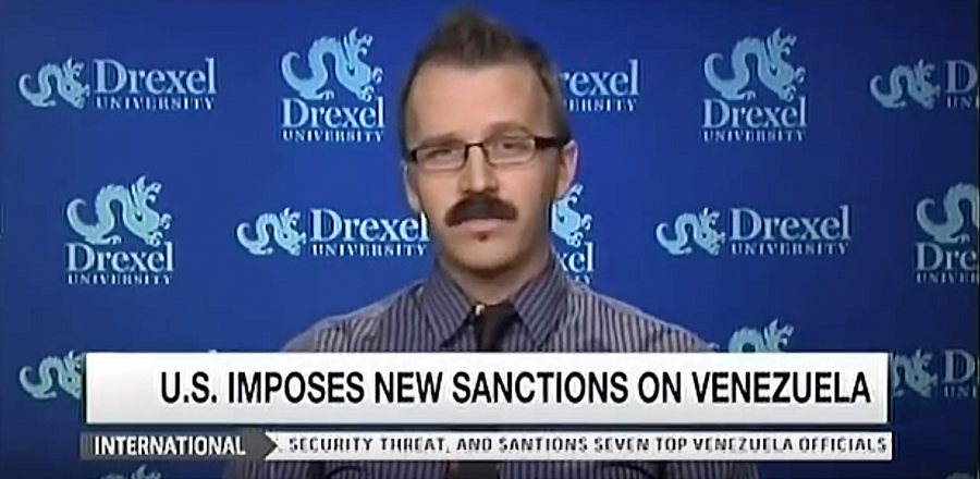 George Ciccariello-Maher appearing on MSNBC in 2015. Ciccariello is controversial for his opinions on white genocide and has recently been named a visiting scholar at NYU.