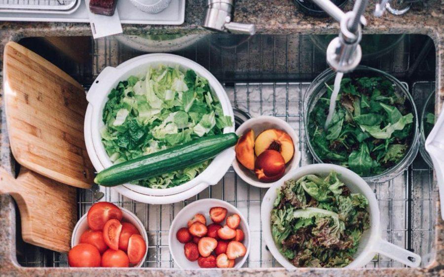 A variety of leafy greens and other salad ingredients.