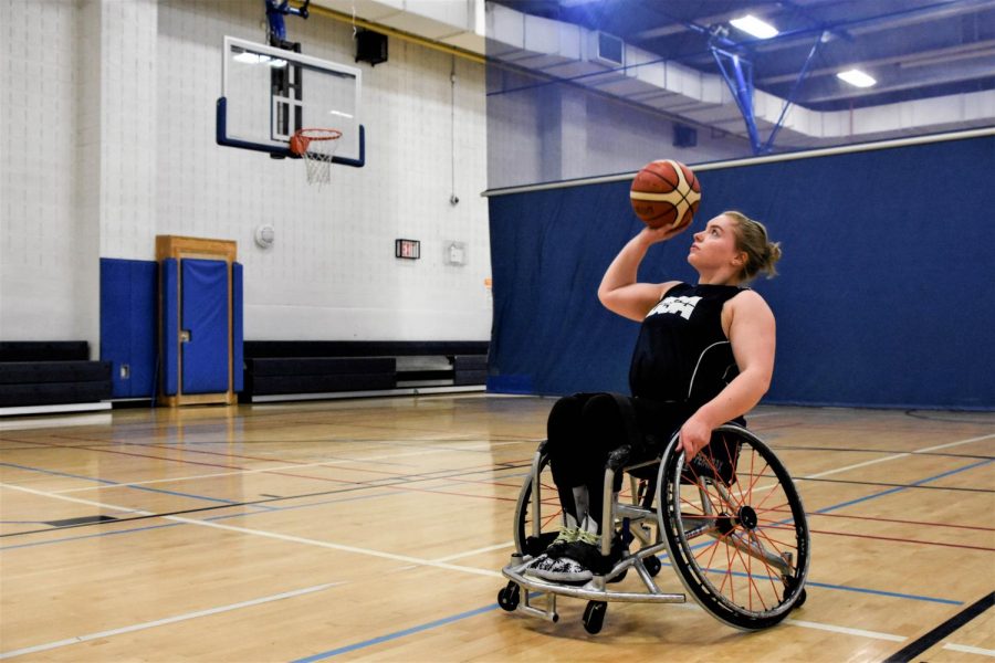 Josie Aslakson practices for the 2018 World Championships for wheelchair basketball.